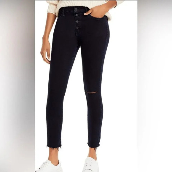 MOTHER The Pixie Ankle Fray Skinny Jeans Holding Hands Tightly Dark Blue Size 25 - Picture 1 of 10